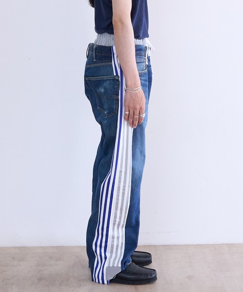 ジーンズ DISCOVERED ”newsed” Docking Layered Track Denim Pants メンズの画像