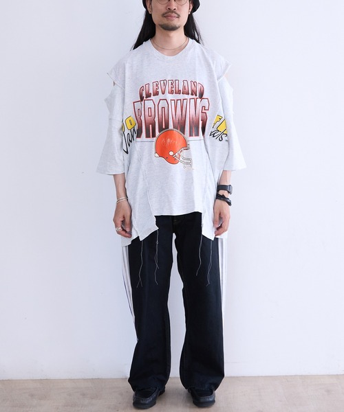 ジーンズ DISCOVERED ”newsed” Docking Layered Track Denim Pants メンズの画像