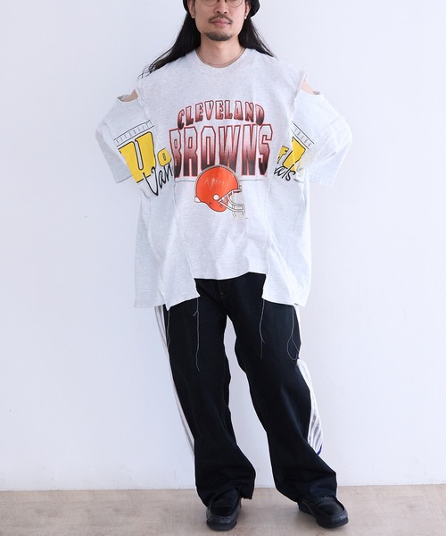 ジーンズ DISCOVERED ”newsed” Docking Layered Track Denim Pants メンズの画像