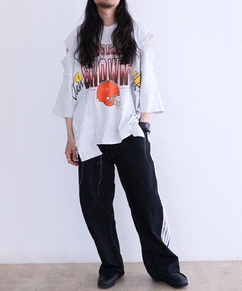 ジーンズ DISCOVERED ”newsed” Docking Layered Track Denim Pants メンズの画像