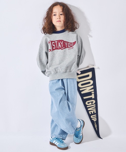 SAPEur キッズ 120~130 パンツ デニム スウェット ever closet（エバークローゼット） ワイドパンツ パンツ はくだけ今っ