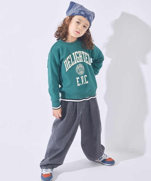 SAPEur キッズ 120~130 パンツ デニム スウェット ever closet（エバークローゼット） ワイドパンツ パンツ はくだけ今っ