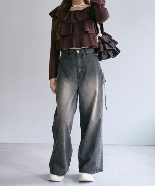 「OLIVE des OLIVE」 デニムパンツ MEDIUM サックスブルー レディース_画像5