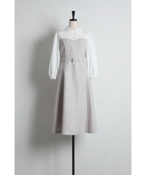 Tocco レース レース襟付き 水色 ツイード ワンピース tocco closet