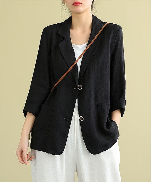 「BLANC FICELLE」 テーラードジャケット M ブルー レディース_画像4