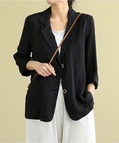 「BLANC FICELLE」 テーラードジャケット M ブルー レディース_画像5