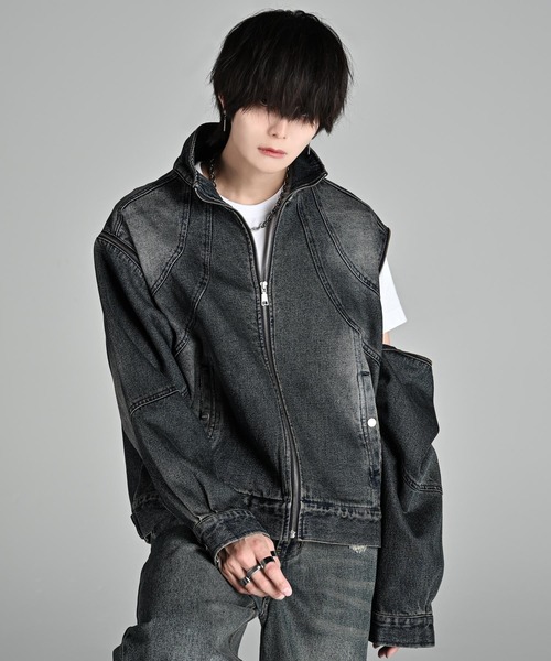 「ADRER」 デニムジャケット L ブラック メンズ_画像7