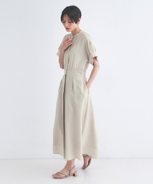 ワンピース 「接触冷感／吸水速乾」リネンライク シャツワンピース「洗濯機OK」の画像