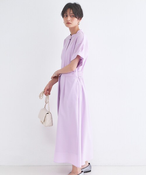 ワンピース 「接触冷感／吸水速乾」リネンライク シャツワンピース「洗濯機OK」の画像