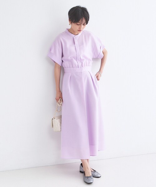 ワンピース 「接触冷感／吸水速乾」リネンライク シャツワンピース「洗濯機OK」の画像
