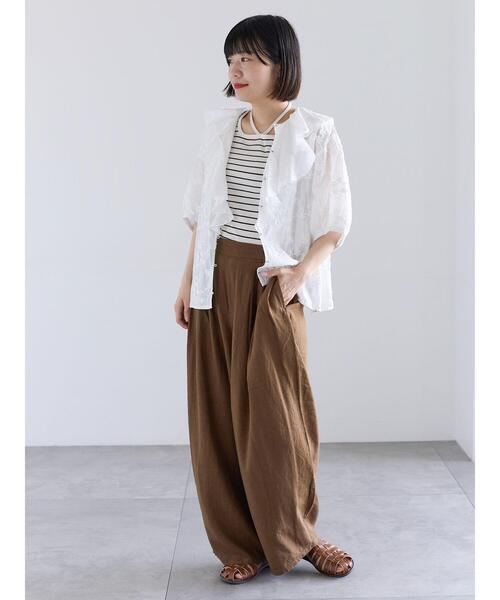 ももさん8枚・新品・3Lベージュ・Wガーゼ・半袖T3・長袖Ｔ3・サルエルパンツ2 Samansa Mos2（サマンサモスモス） パンツ 「新色追加」麻レーヨン柄