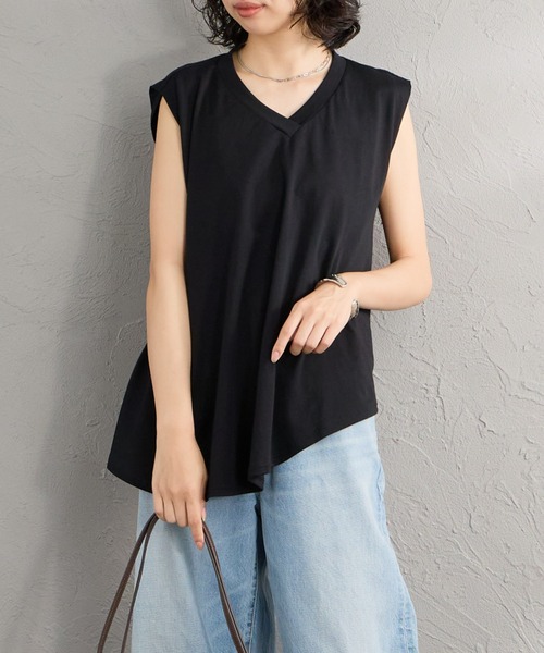 mizuiroind（ミズイロインド） tシャツ Vネック アシンメトリー