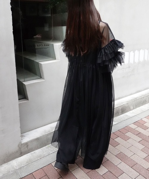 「CORNERS」 7分袖ワンピース M ブラック レディース_画像4
