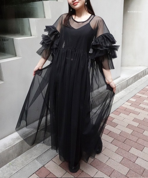 「CORNERS」 7分袖ワンピース M ブラック レディース_画像8