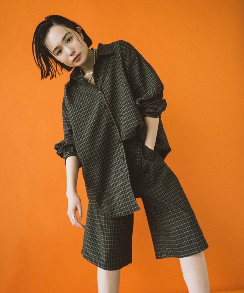 「HANNE」 長袖シャツ FREE ネイビー レディース_画像4