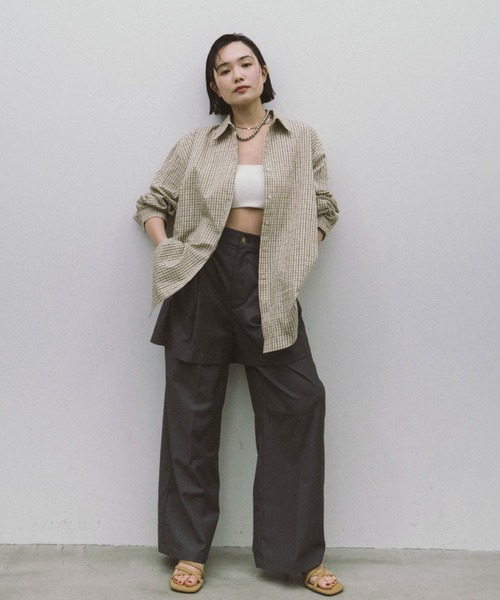 「HANNE」 長袖シャツ FREE ネイビー レディース_画像7