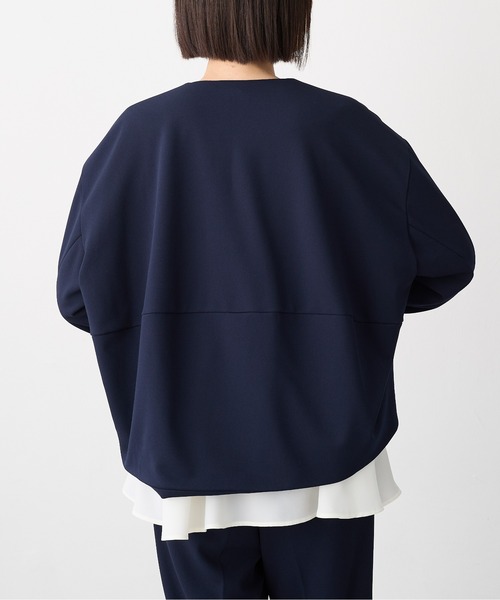 「for/c」 ノーカラージャケット LL ネイビー レディース_画像8