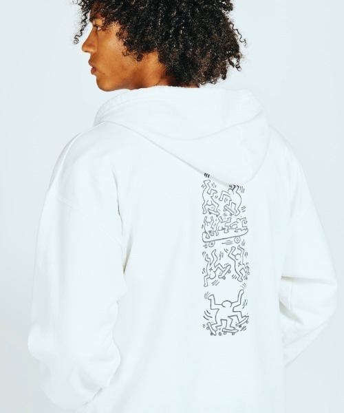 「C.E.L.STORE」 「Keith Haring」ジップアップパーカー LARGE ホワイト メンズ_画像4