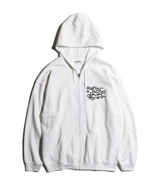 「C.E.L.STORE」 「Keith Haring」ジップアップパーカー LARGE ホワイト メンズ_画像5