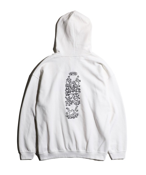 「C.E.L.STORE」 「Keith Haring」ジップアップパーカー LARGE ホワイト メンズ_画像6