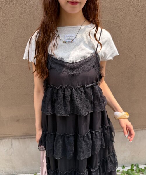 w closet（ダブルクローゼット） ワンピース レースティアードキャミ