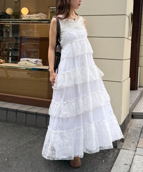 w closet（ダブルクローゼット） ワンピース レースティアードキャミ