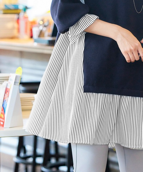 国産高品質 チュニック - 通販 - PayPayモール 重ね着風に見えるニットコンビチュニック ZOZOTOWN PayPayモール店 定番お得