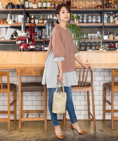 国産高品質 チュニック - 通販 - PayPayモール 重ね着風に見えるニットコンビチュニック ZOZOTOWN PayPayモール店 定番お得