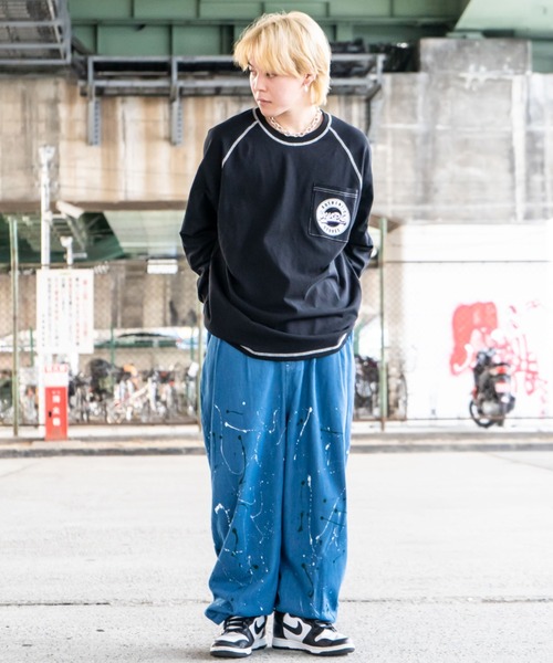 MEMORY tシャツ MEMORY 配色ステッチ ラグラン ロンT / オーバーサイズ