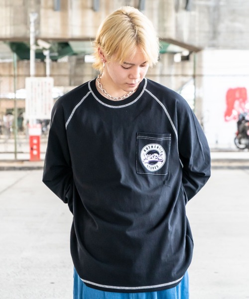 MEMORY tシャツ MEMORY 配色ステッチ ラグラン ロンT / オーバーサイズ