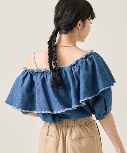 ブラウス シャツ デニムフリルワンショルブラウス レディース | FREAK'S STORE | 11