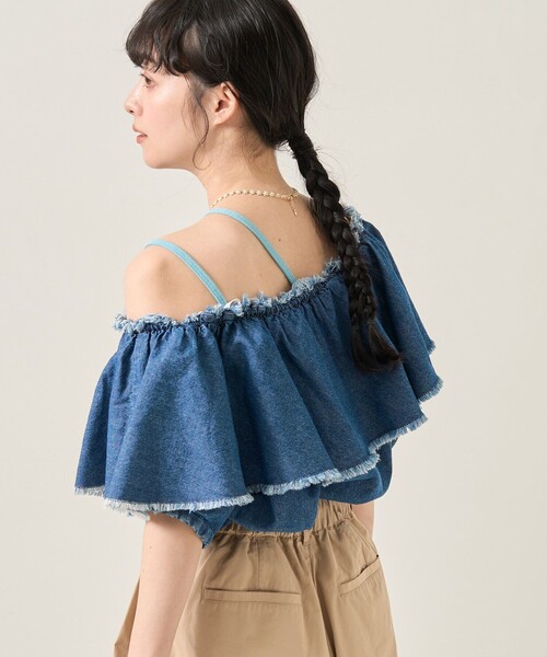 ブラウス シャツ デニムフリルワンショルブラウス レディース | FREAK'S STORE | 12