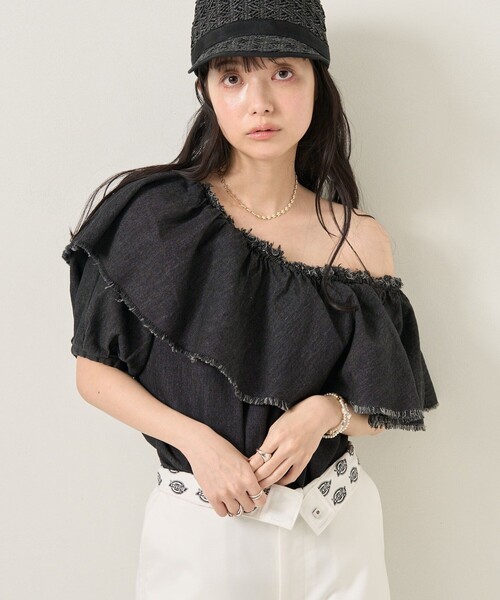ブラウス シャツ デニムフリルワンショルブラウス レディース | FREAK'S STORE | 16