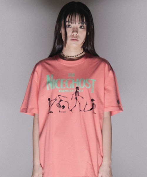 tシャツ A'GEM/9 × .kom「NICE GHOST CLUB/ナイスゴーストクラブ」NAMASTE SKELETON TEE/ナマステ スケ