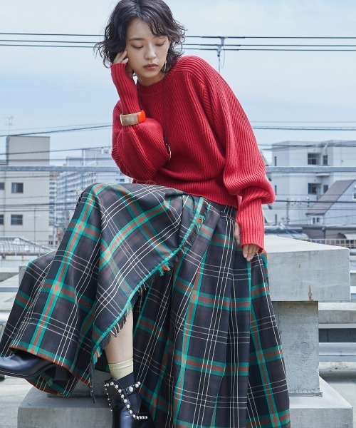 GEVS.（ジェイヴィス） スカート 「大きいサイズ」 チェックタック