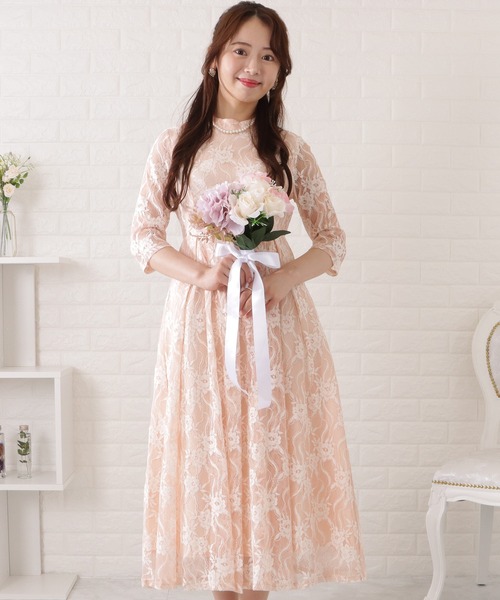 Lace Ladies（レースレディース） ドレス 総レース5分袖タック