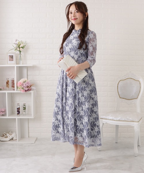 Lace Ladies（レースレディース） ドレス 総レース5分袖タック