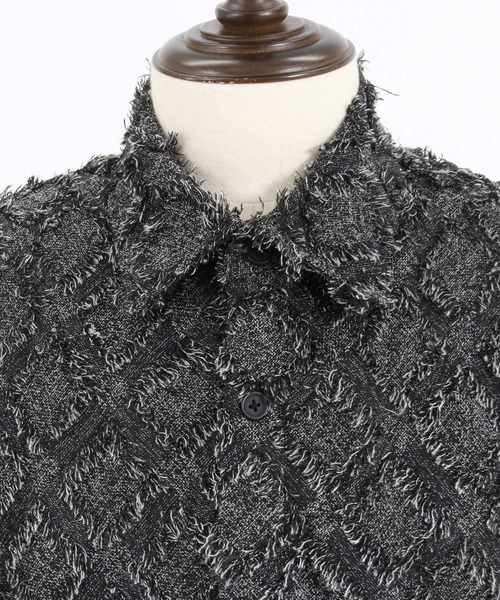 シャツ ms5410-diagonal fringe pattern looose shirt シャツ メンズ 