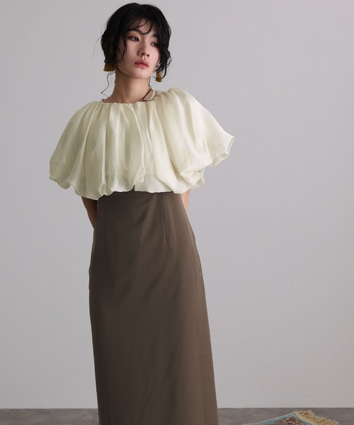 atlo ドレス ロング＆七分袖フォーマルオフショルセレモニー結婚