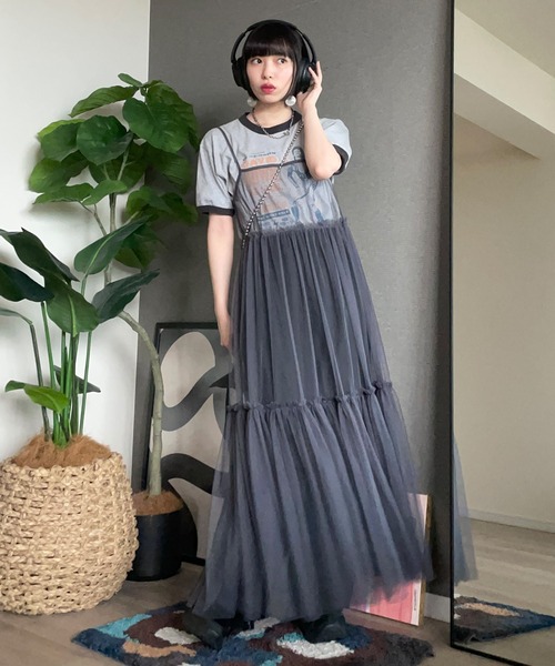ROOP TOKYO ワンピース ティアード チュール シアーキャミワンピース
