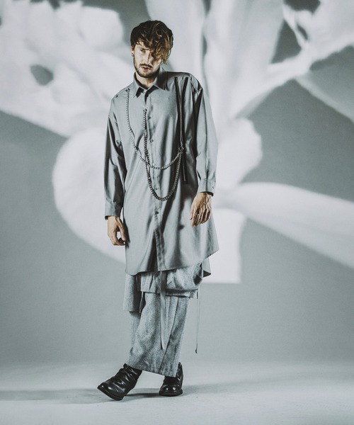 ⭐︎EITOです。 NO ID.（ノーアイディー） シャツ 「NO ID.」Chain Long Big Shirt