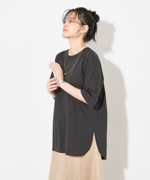 【接触冷感・UVカット】コンパクトクールフレンチスリーブチュニック collex tシャツ 「接触冷感・UVカット」コンパクトクール