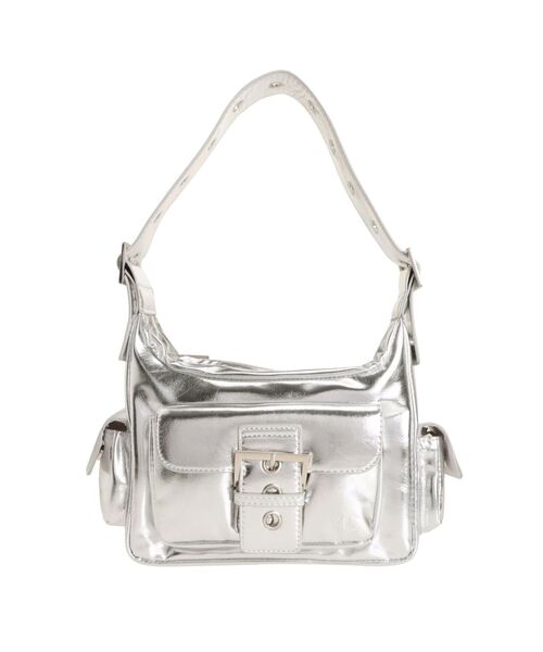 ジュエティjouetie メニーポケットハンドBAG シルバーバッグ鞄