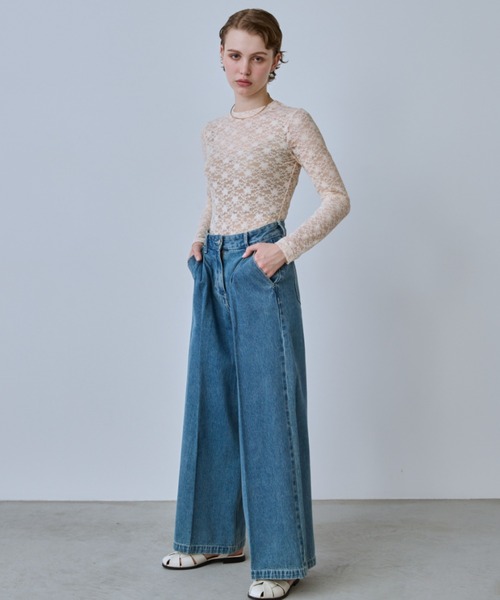 新品　ペルナ　PERNA デニム　ワイドパンツ Mサイズ 未使用 PERNA（ペルナ） ジーンズ デニム デニムパンツ デニムワイドパンツ