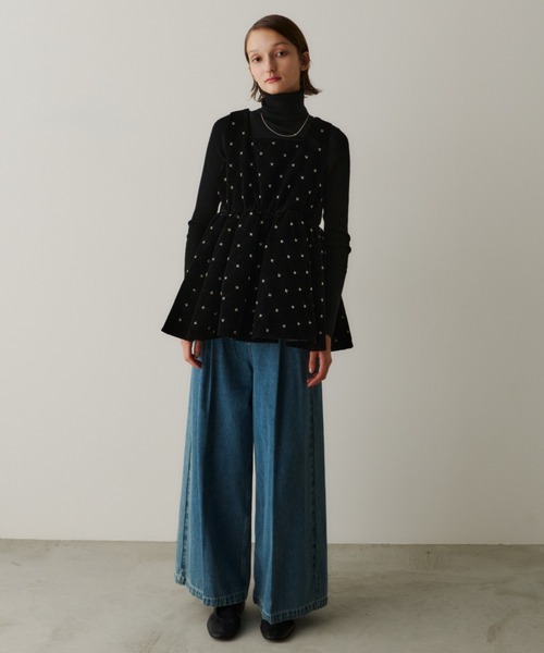 新品　ペルナ　PERNA デニム　ワイドパンツ Mサイズ 未使用 PERNA（ペルナ） ジーンズ デニム デニムパンツ デニムワイドパンツ