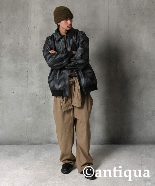 antiqua（アンティカ） ブルゾン アウター タイダイ柄レザージャケット