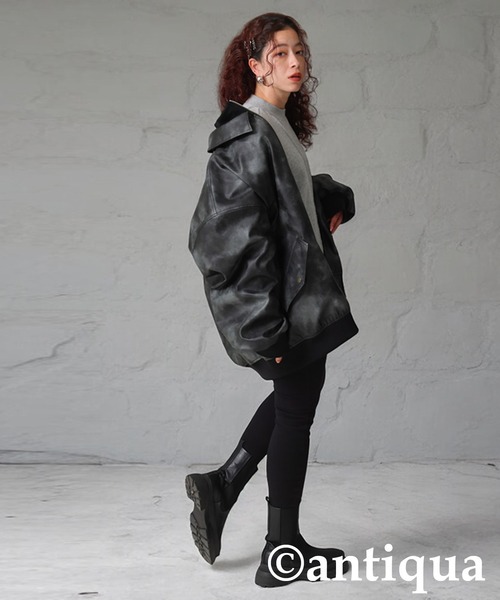 antiqua（アンティカ） ブルゾン アウター タイダイ柄レザージャケット