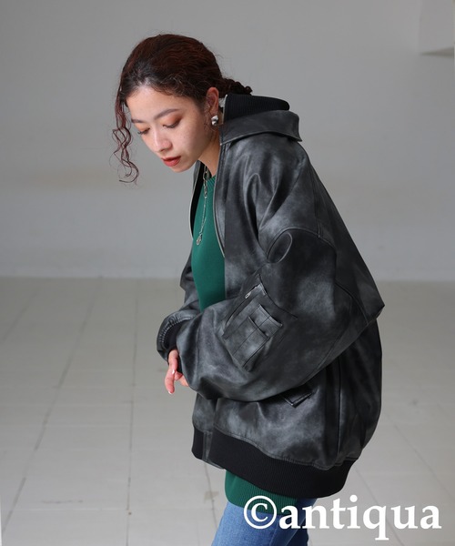 antiqua（アンティカ） ブルゾン アウター タイダイ柄レザージャケット