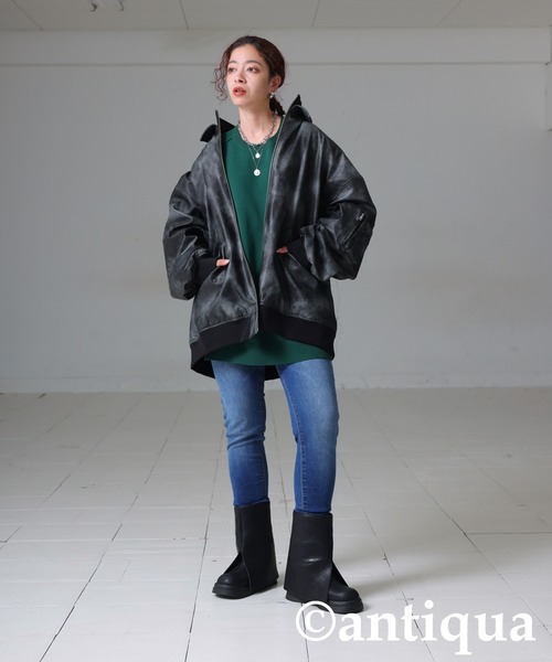 antiqua（アンティカ） ブルゾン アウター タイダイ柄レザージャケット