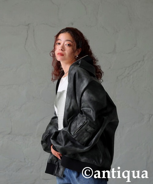 antiqua（アンティカ） ブルゾン アウター タイダイ柄レザージャケット